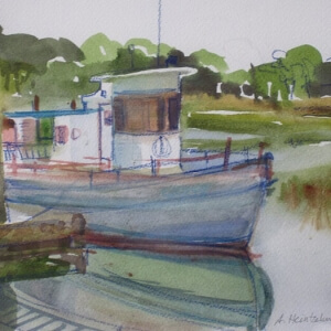 &quot;Dockside at the Salty Dog 2&quot; Watercolor by Alex Sharma