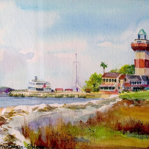 &quot;Harbour Town Light&quot; Watercolor by Alex Sharma