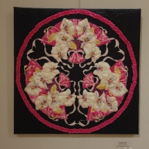 62 Thomas, Shaaron Orchids &amp; Fans Embellished &amp; Quilted Silk Painting 