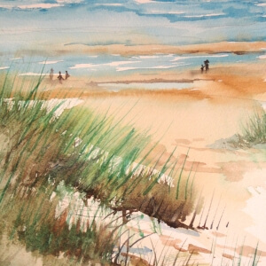 &quot;A Day at the Beach&quot; Watercolor by Jan Ross