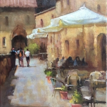 &quot;Cafe in Tuscany,&quot; an Oil Painting by Aline Ordman