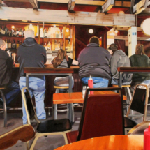Mooney, Christopher_Waiting Mr Mooneys Bacon Cheeseburger Must Be Done_Oil on Canvas