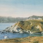 "Moored at Shark Harbor" by Andy Evansen, Watercolor